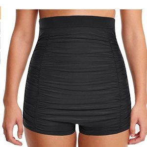 Mycoco Women High Waist Swim Shorts Shirred Brief